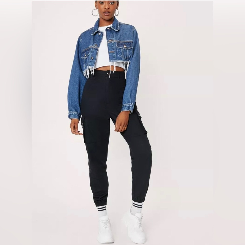 Nasty Gal Working Hard High-Waisted Utility Trousers Black US2 NWT